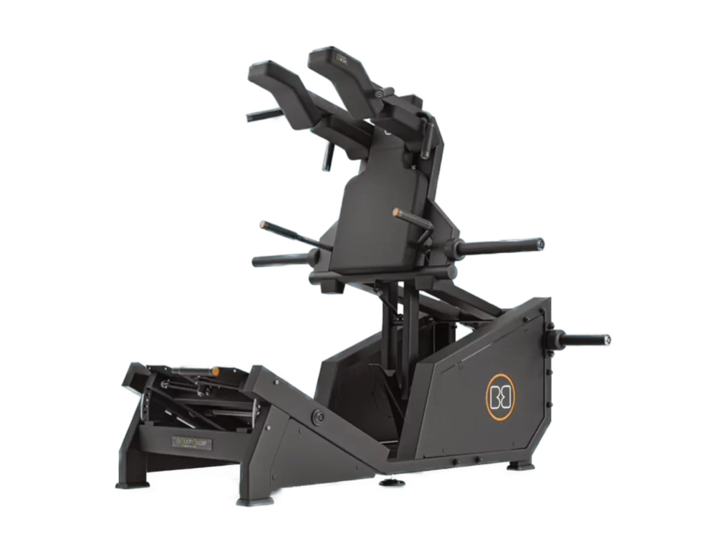 Hack-Squat-Trainingsgerät für Kniebeugen mit Rückenstütze